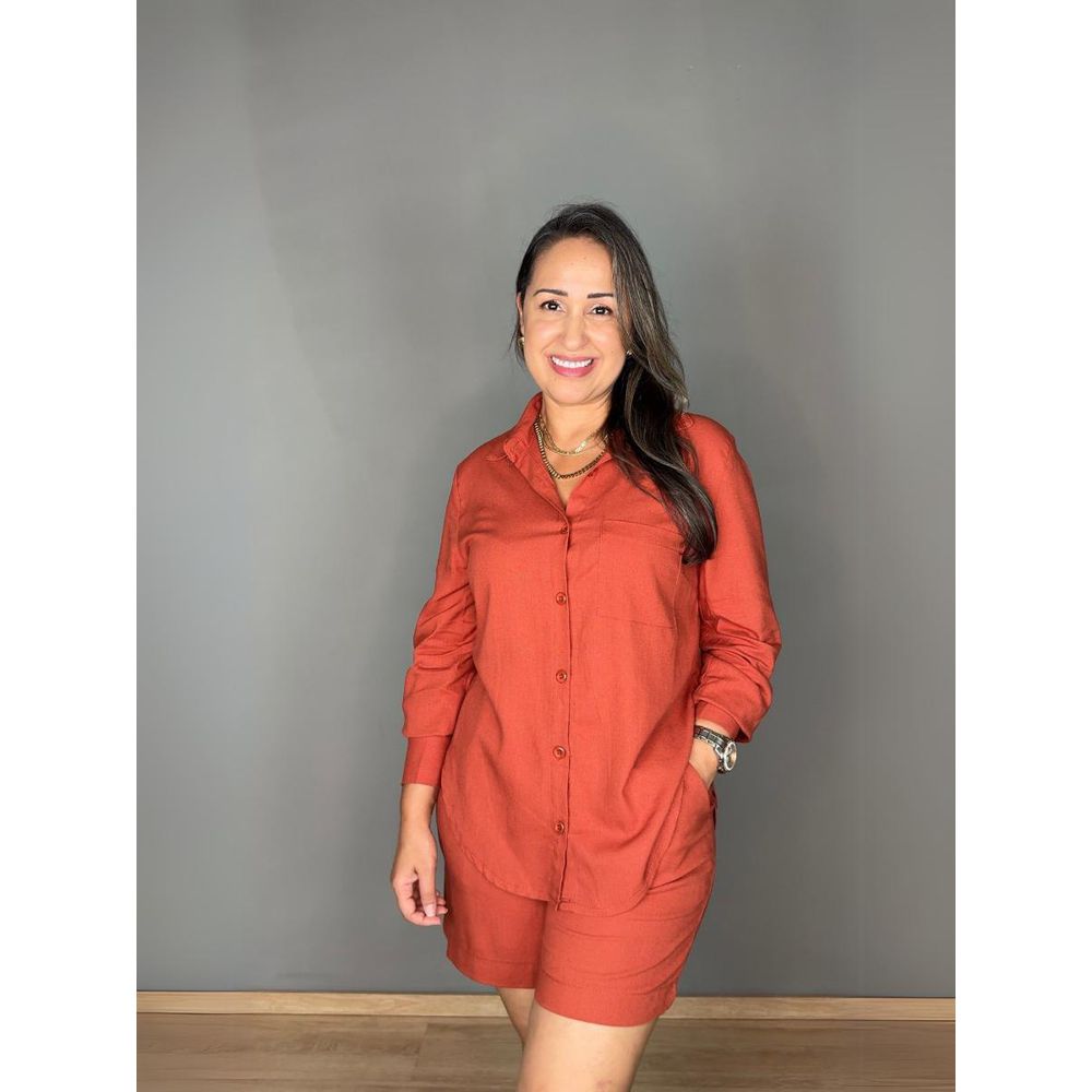 Conjunto Camisa Com Shorts Linho REF:YM002