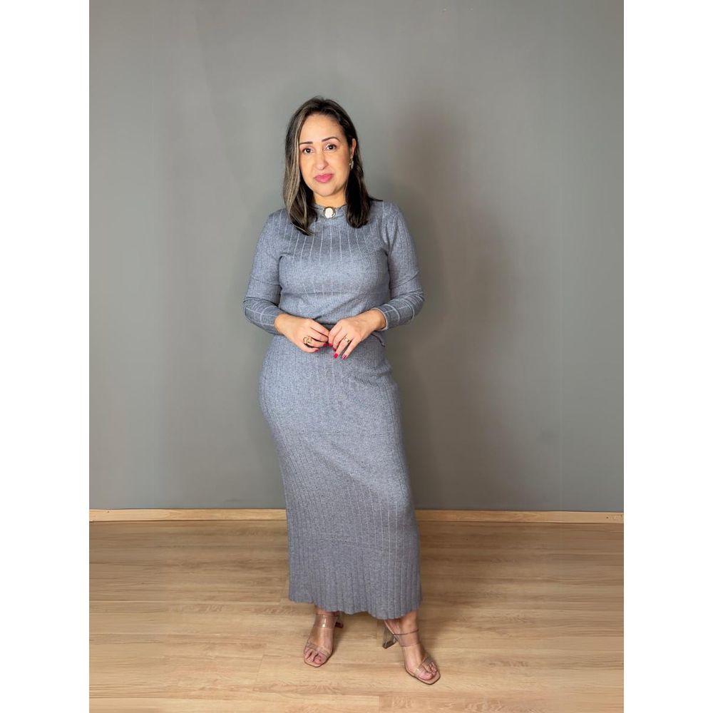 Conjunto Modal Saia Midi Canelado REF:HZ203