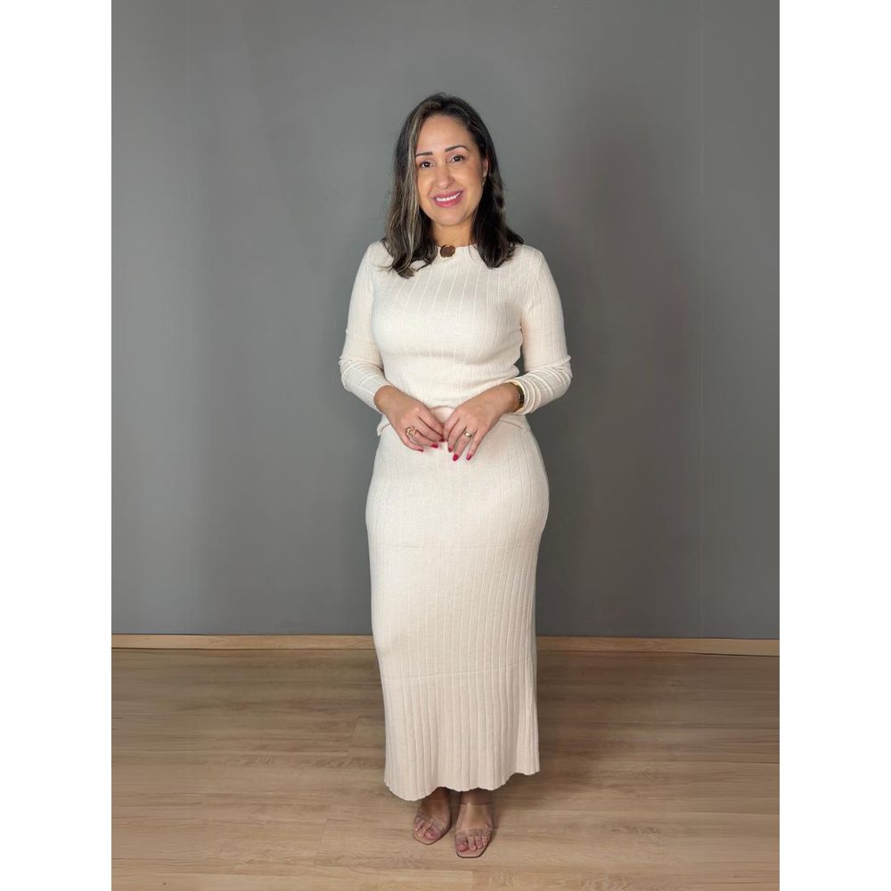 Conjunto Modal Saia Midi Canelado REF:HZ203