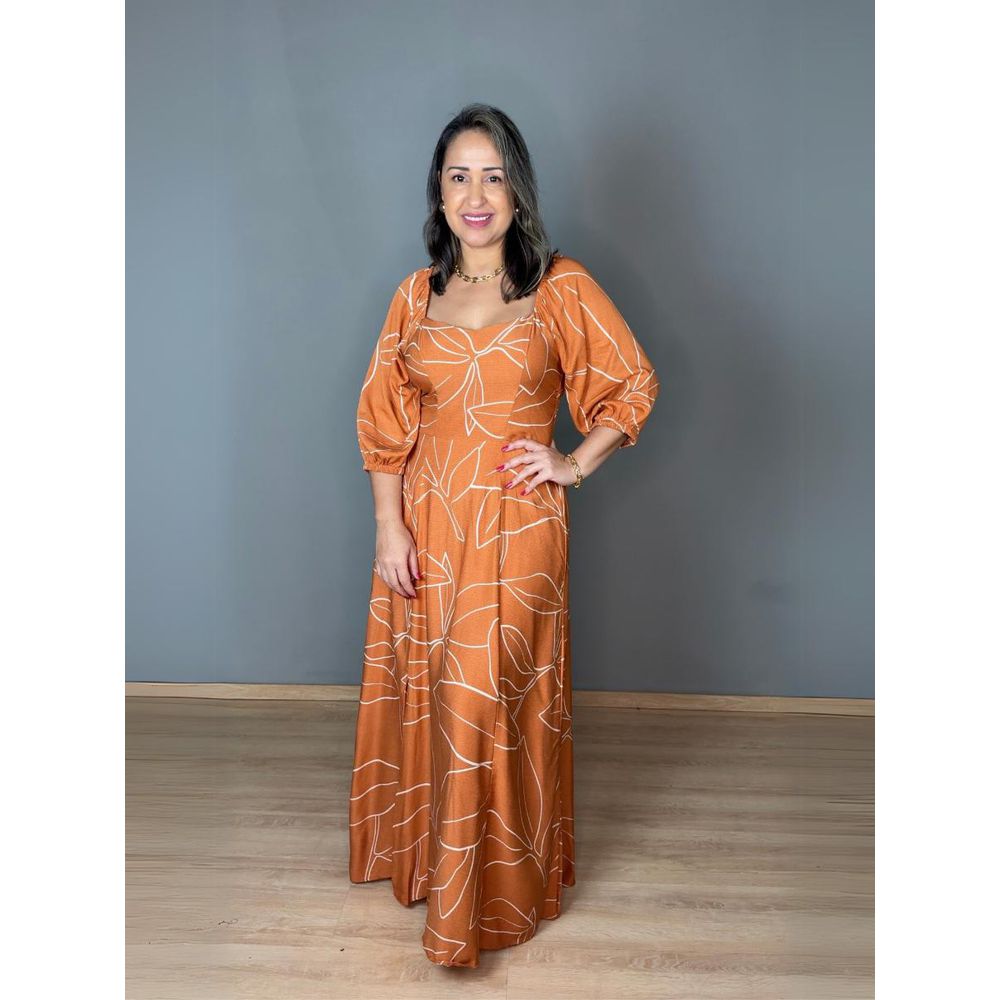 Vestido Estampado Longo Com Bojo Viscose REF:V0605E