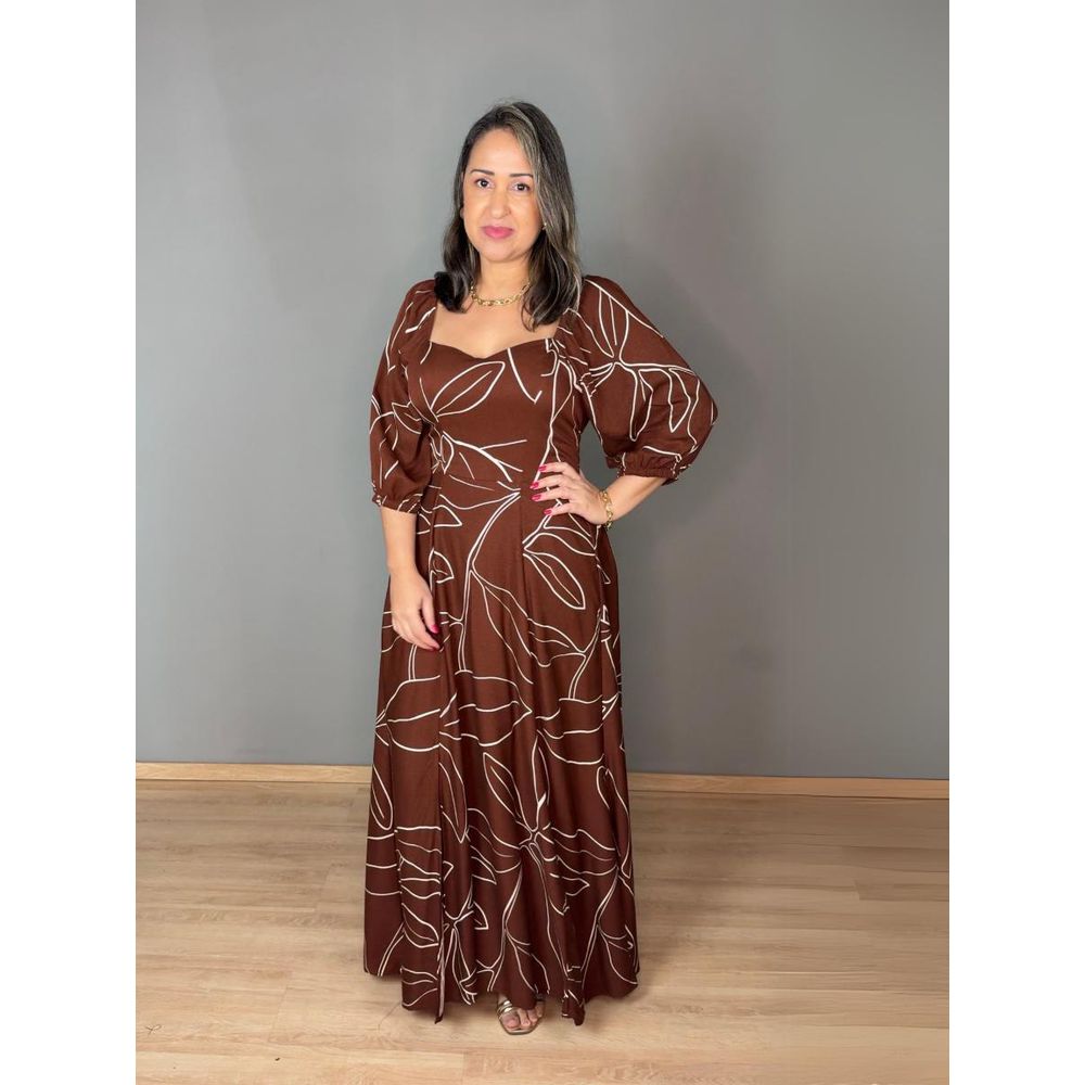 Vestido Estampado Longo Com Bojo Viscose REF:V0605E