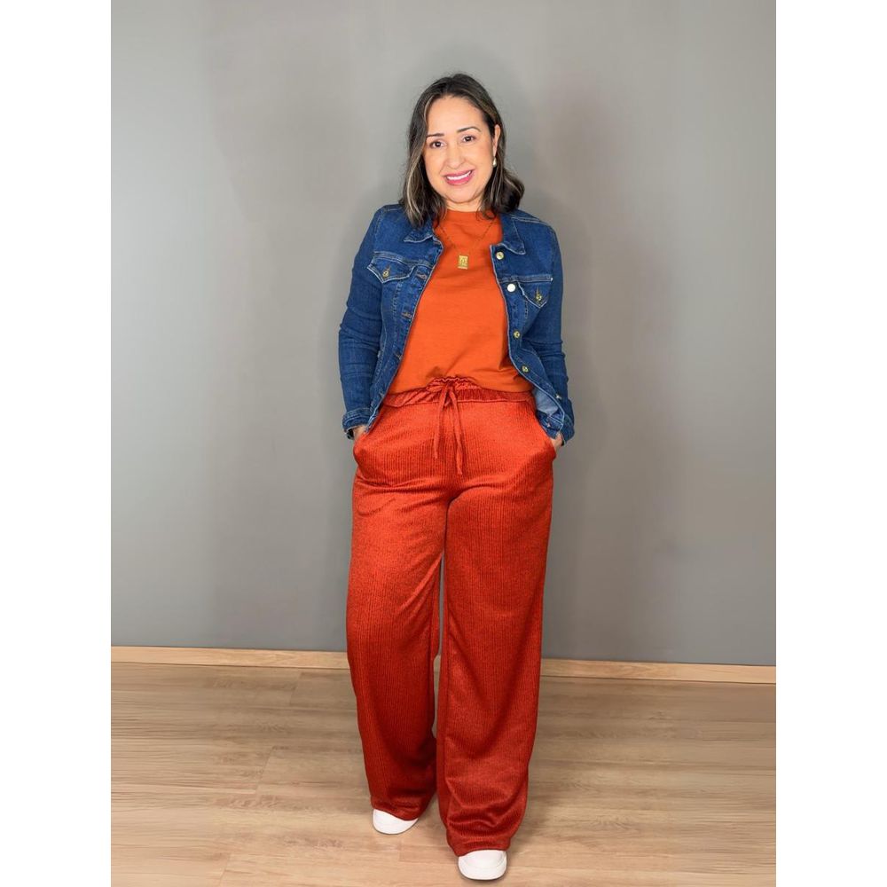 Calça Com Elástico Pantalona Com Bolso REF:C0200