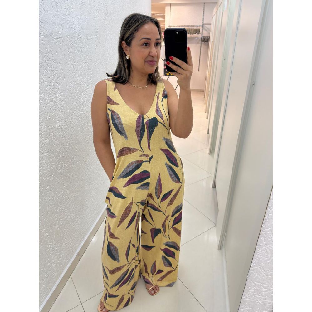 Macacão Estampado Regata Pantalona Visco REF:M0451E