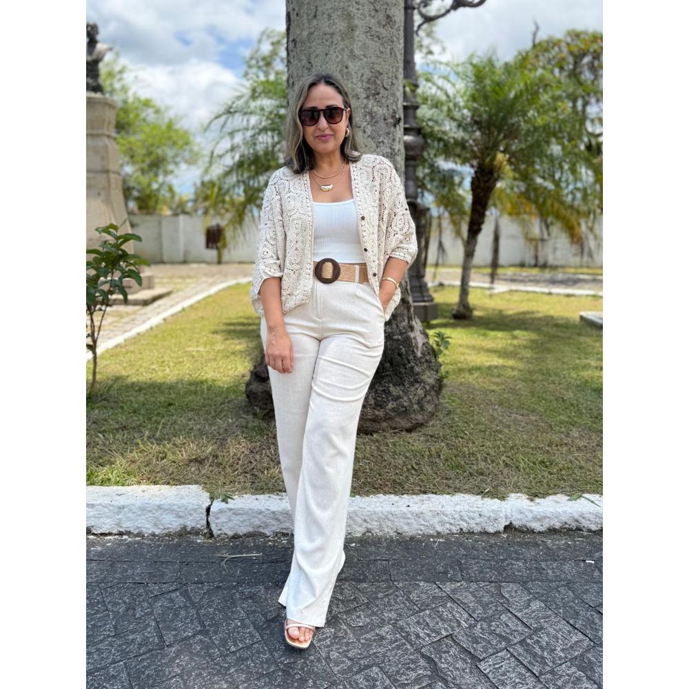 Calça Com Bolso Pantalona Linho REF:CA05560