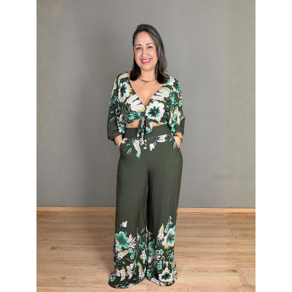 Conjunto Estampado Pantalona Com Top Manga 3/4 REF:CJ0491E