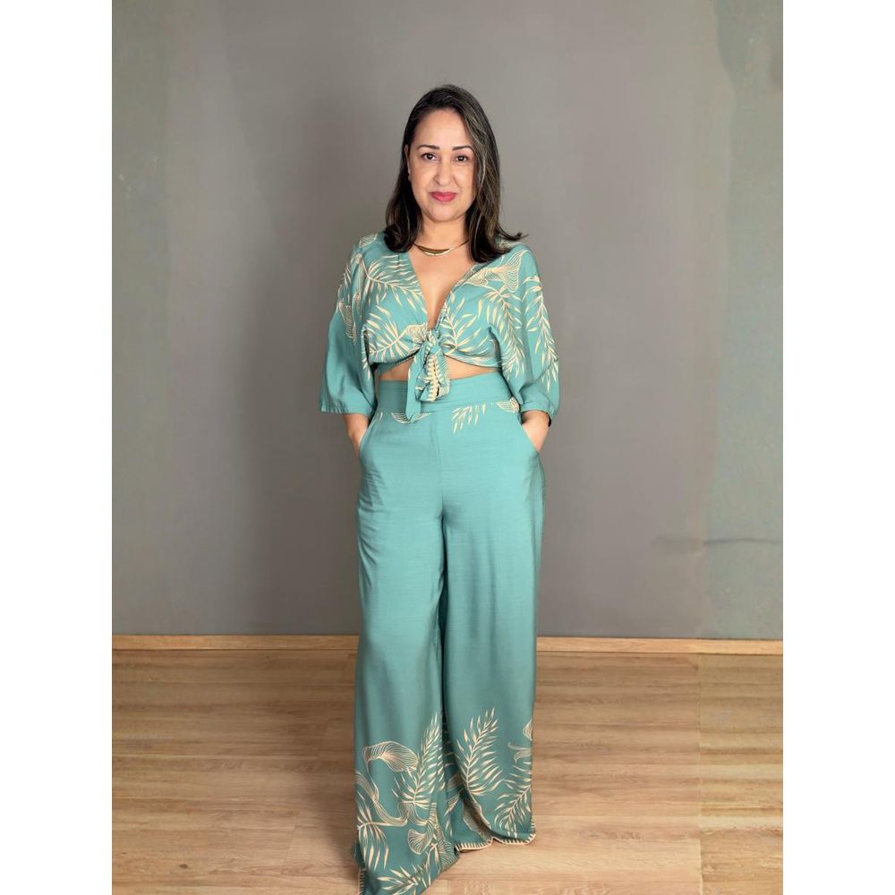 Conjunto Estampado Pantalona Com Top Manga 3/4 REF:CJ0491E