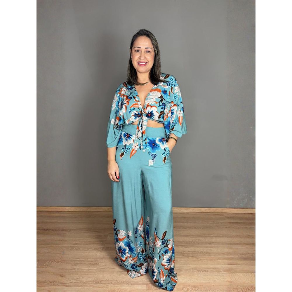 Conjunto Estampado Pantalona Com Top Manga 3/4 REF:CJ0491E