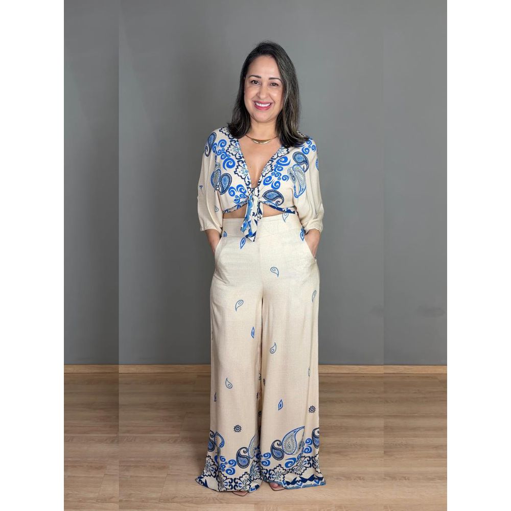 Conjunto Estampado Pantalona Com Top Manga 3/4 REF:CJ0491E