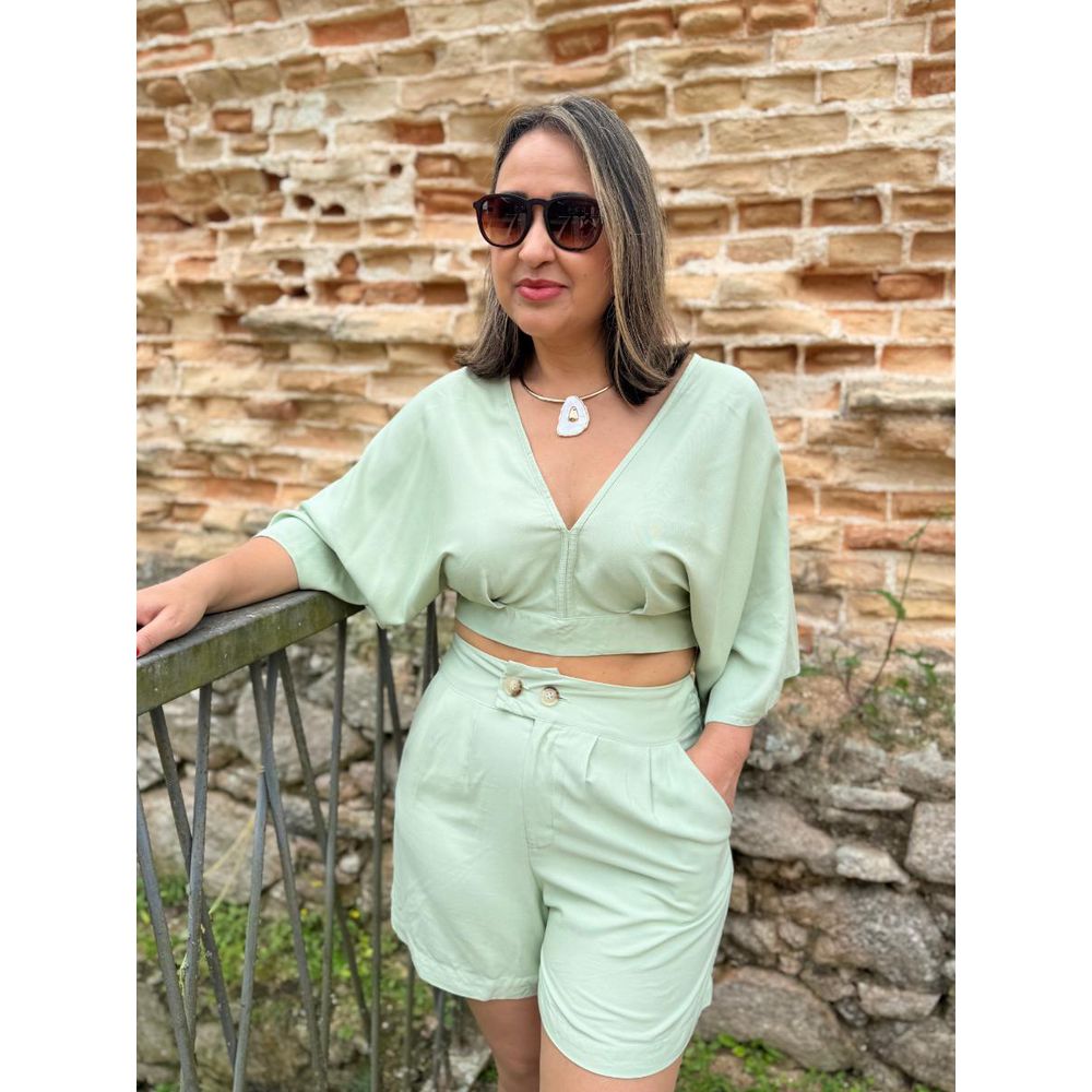 Conjunto Top Com Shorts Manga 3/4 REF:CJ0551