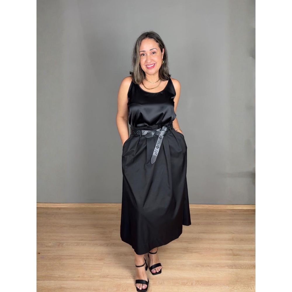 Saia Midi Godê Com Cinto e Pregas REF:FC2948