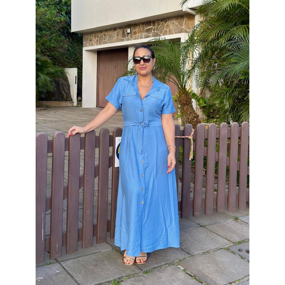 Chemise Longo Com Faixa Botão de Madeira REF:KS852