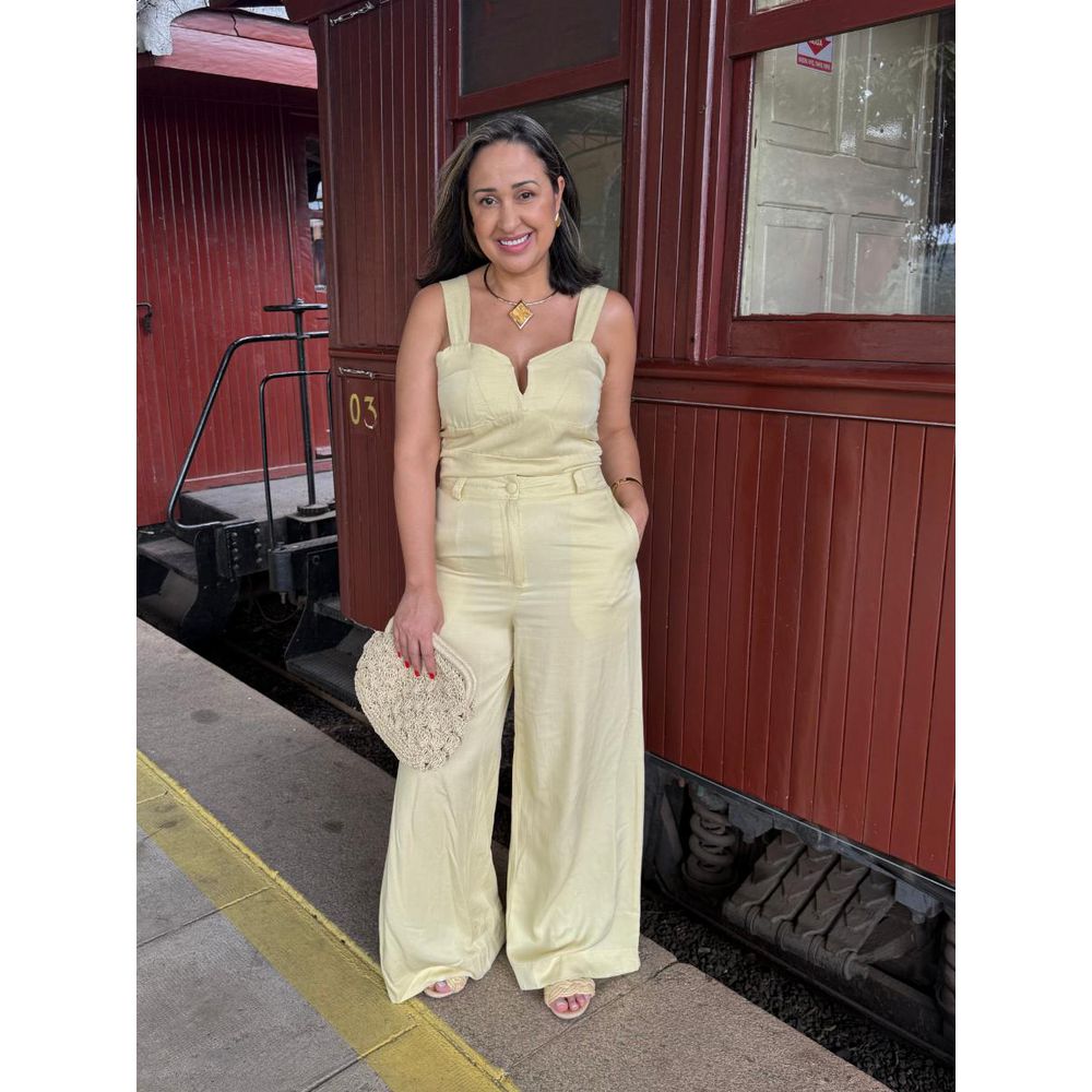 Conjunto Alcinha Pantalona Linho Com Detalhe REF:YX1337