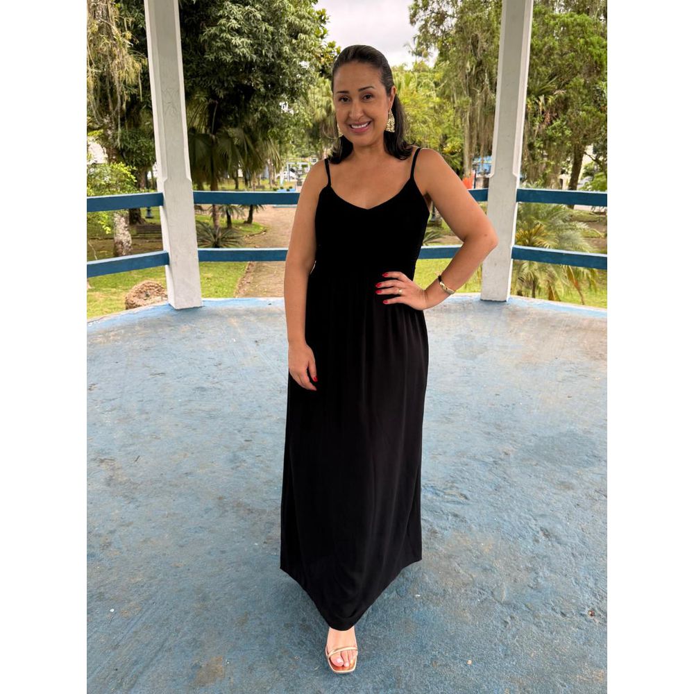 Vestido Alcinha Longo Com Elastec Viscose REF:231565