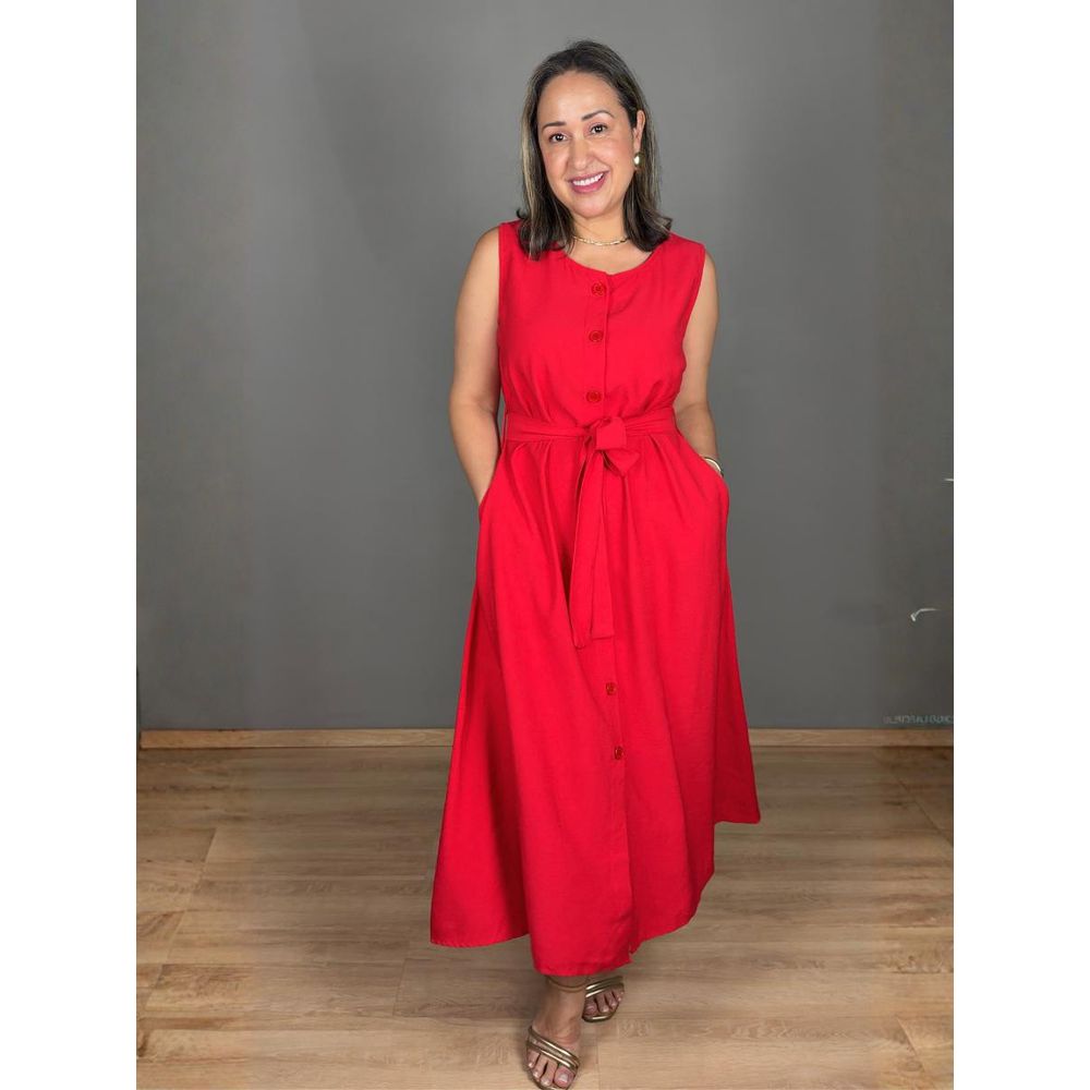 Vestido Max Com Botões E Faixa Marant REF:VS0501