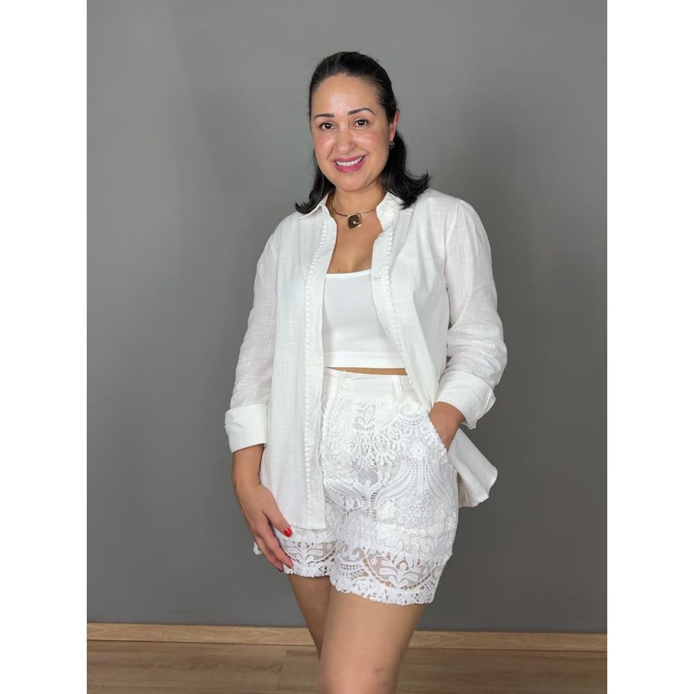 Conjunto Camisa Com Shorts Detalhe Renda REF:B16764