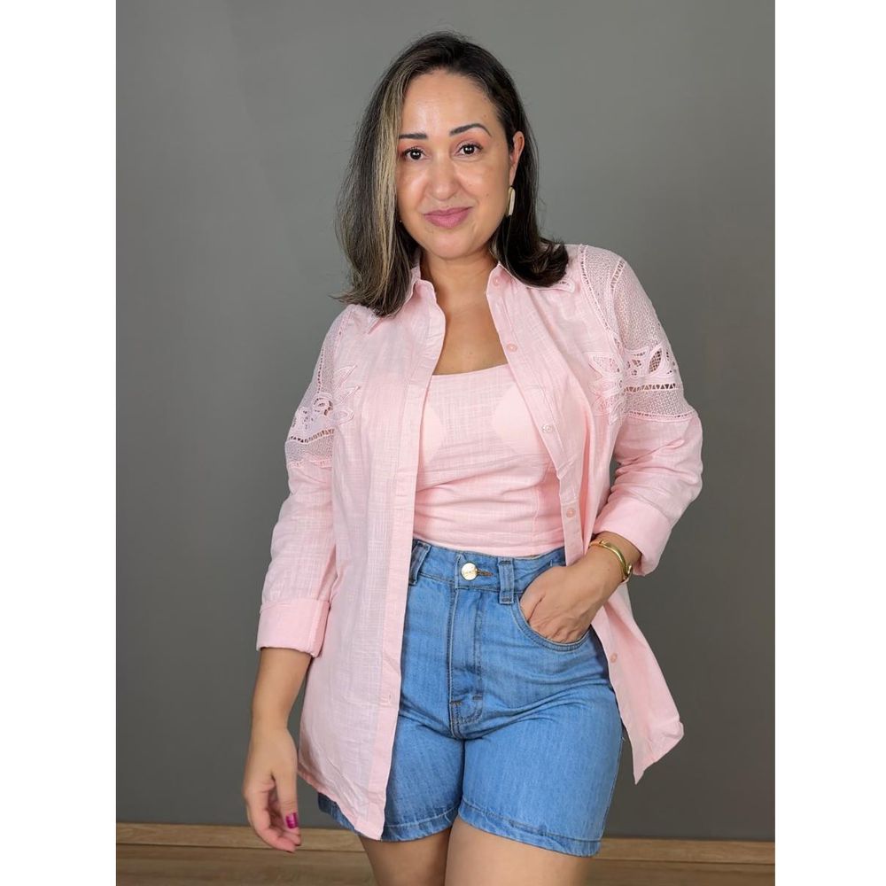 Conjunto Camisa Com Top Com Renda REF:B17068