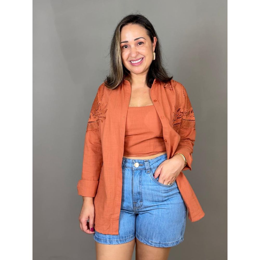 Conjunto Camisa Com Top Com Renda REF:B17068