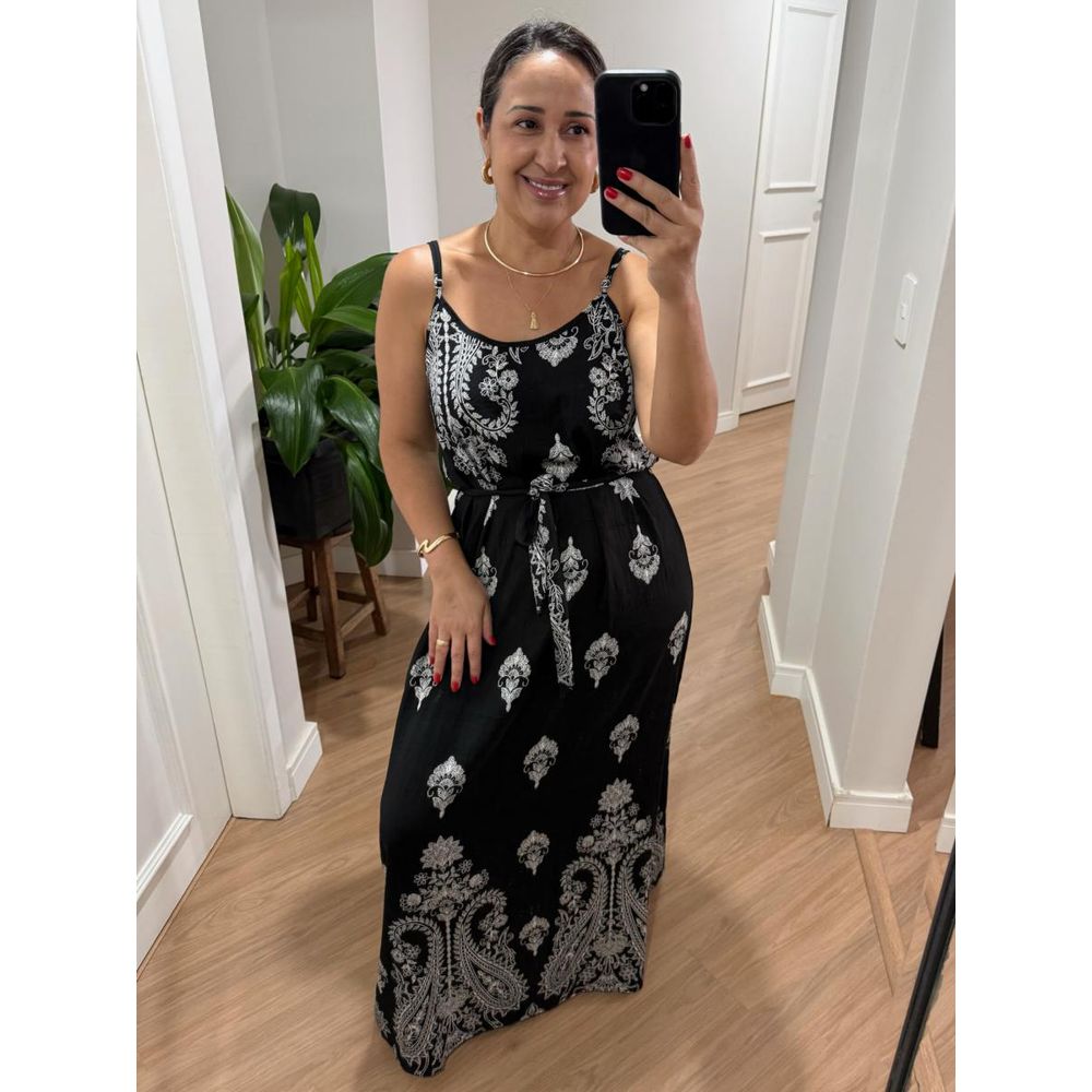 Vestido Estampado Alcinha Longo Com Faixa REF:V0233