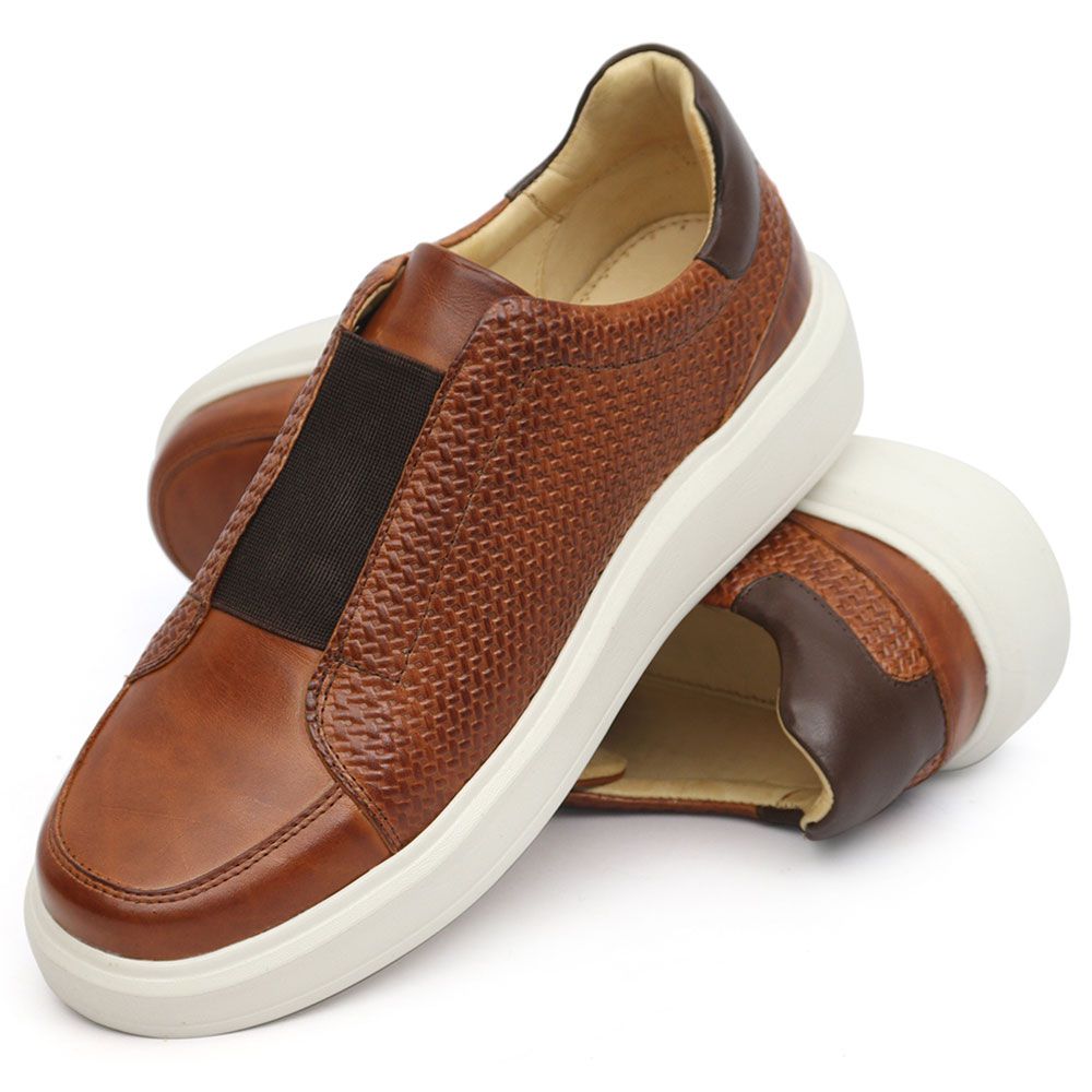 5502 Sapato Masculino Milano Trisse Castor Em Cour... - Private Label