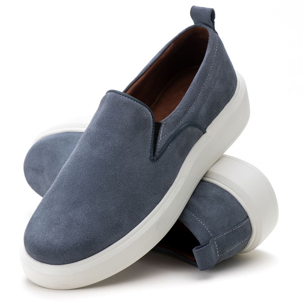 5511 Sapato Slip On Milano Camurça Azul Claro - Private Label