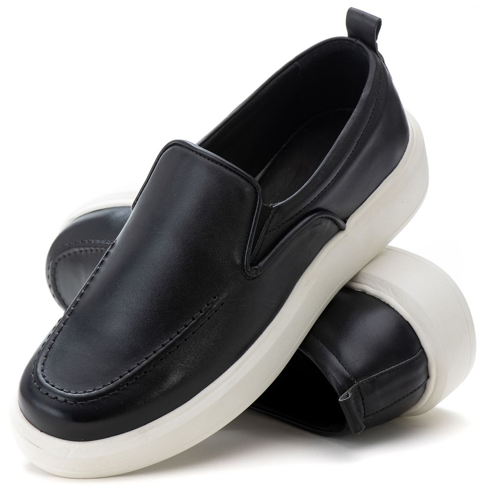 5514 Sapato Masculino Em Couro Slip On Milano Pret - Private Label