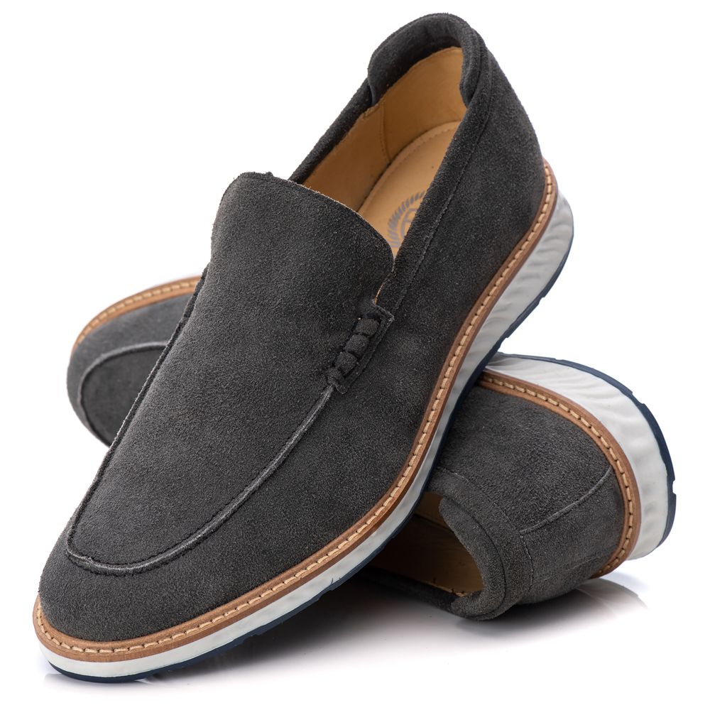 Loafer Elite Couro Premium Camurça Grafite - Private Label