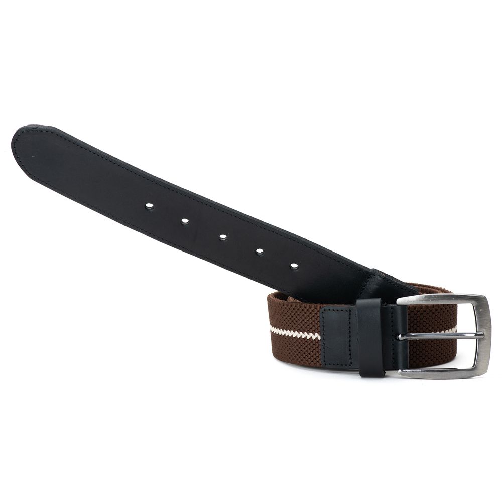 C60 CINTO COURO/ELASTICO PRETO CAFE FIVELA SIMPLES - Private Label