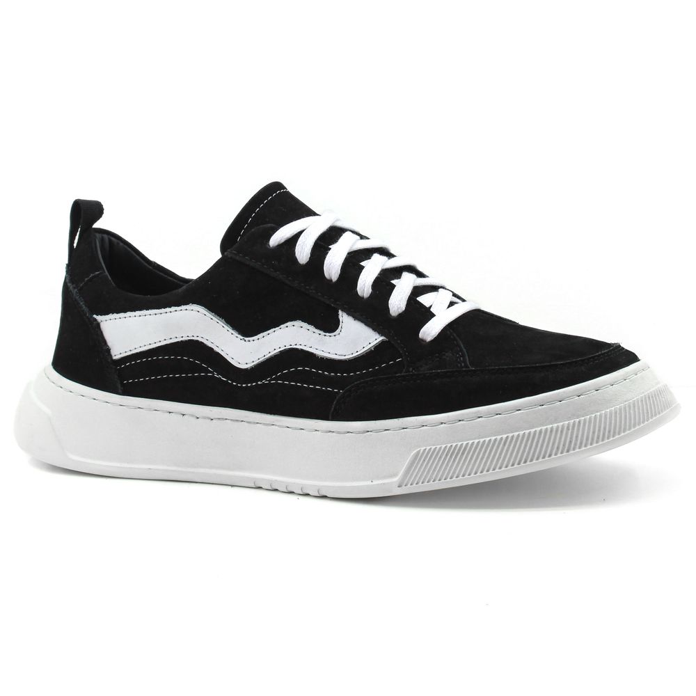 30001 Nobuck Comfort Preto Branco Rio Gelo - Private Label