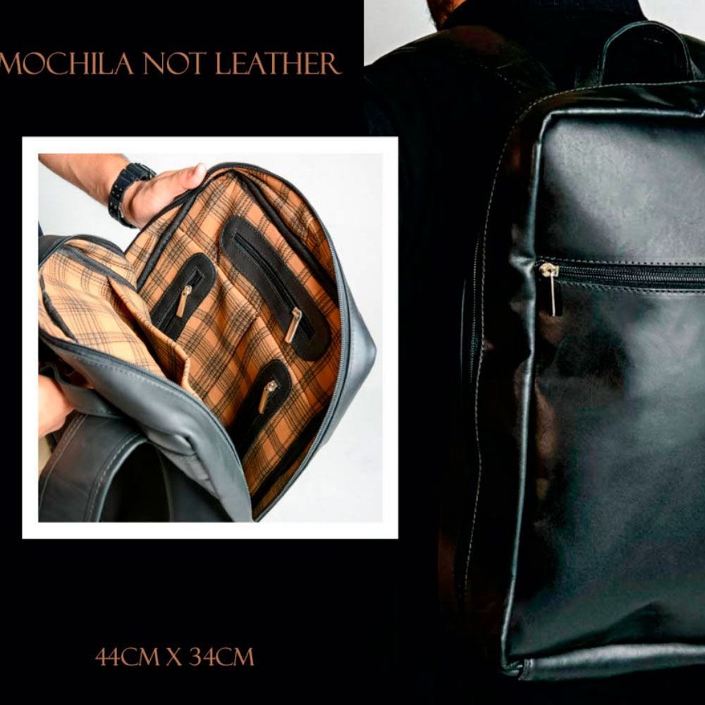 MOCHILA NOT LEATHER 44X34 CM (CORES PRETO, CAFE E ... - Private Label