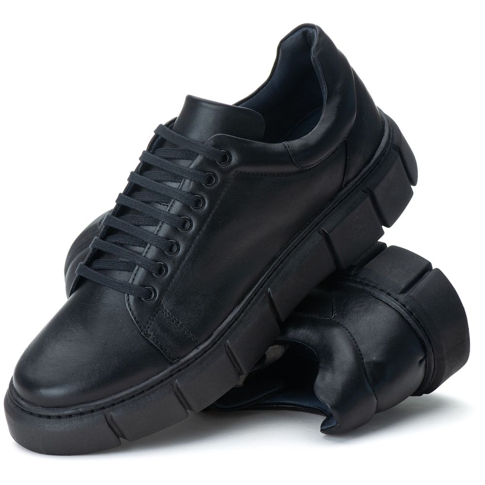 Sapato Creeper Preto Trança Branca Couro Ref025
