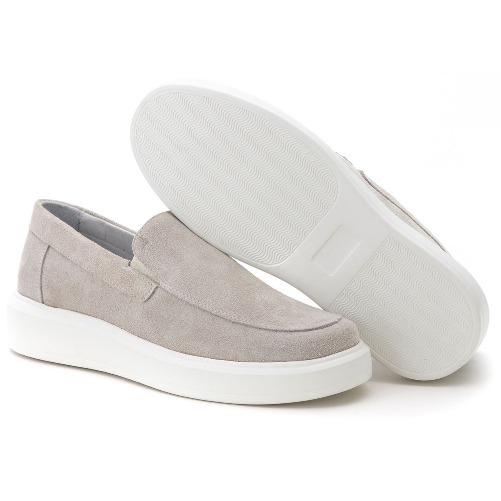 Slip On Masculino Em Couro Milano Areia Mr. Light Oficial
