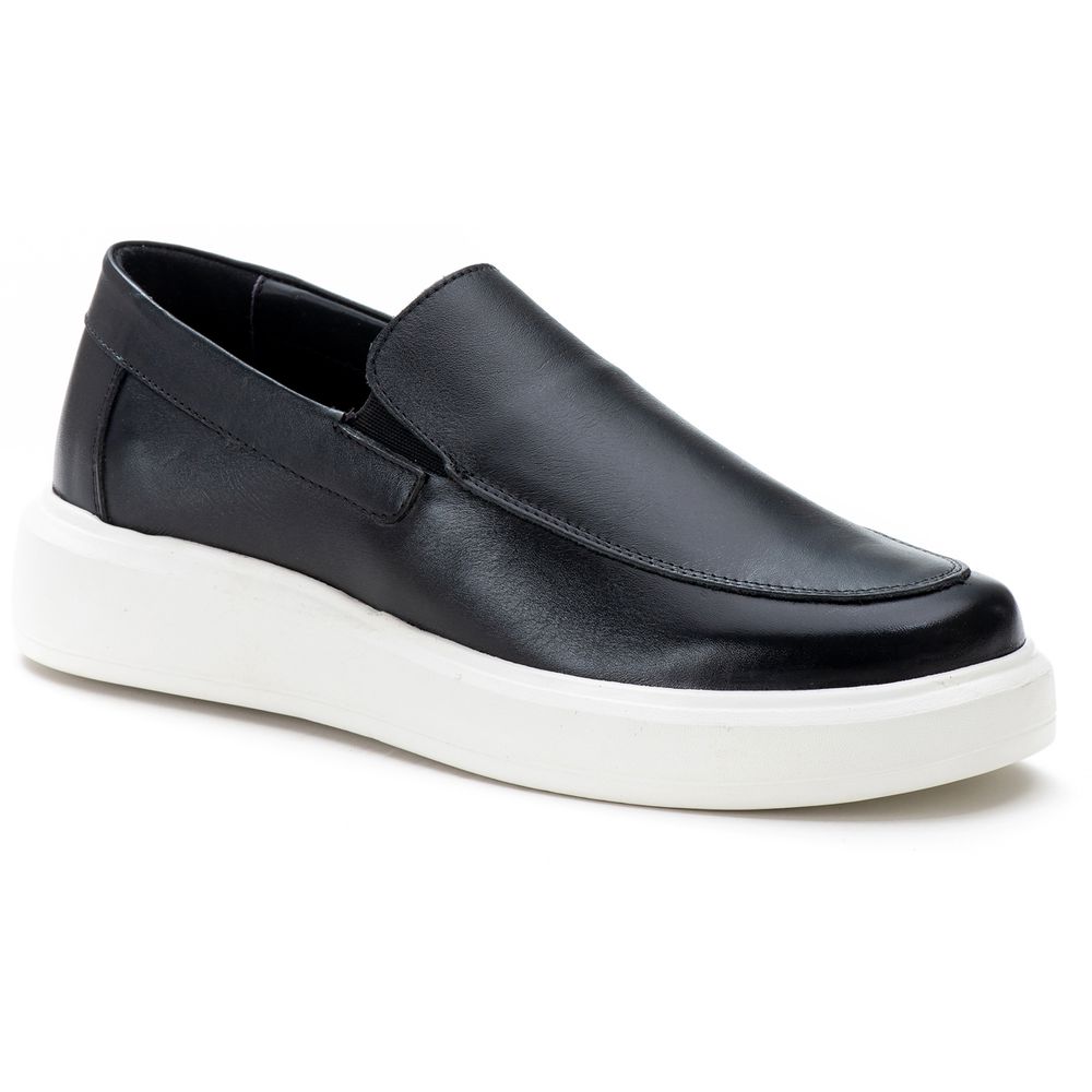 Slip On Masculino Em Couro Milão Preto