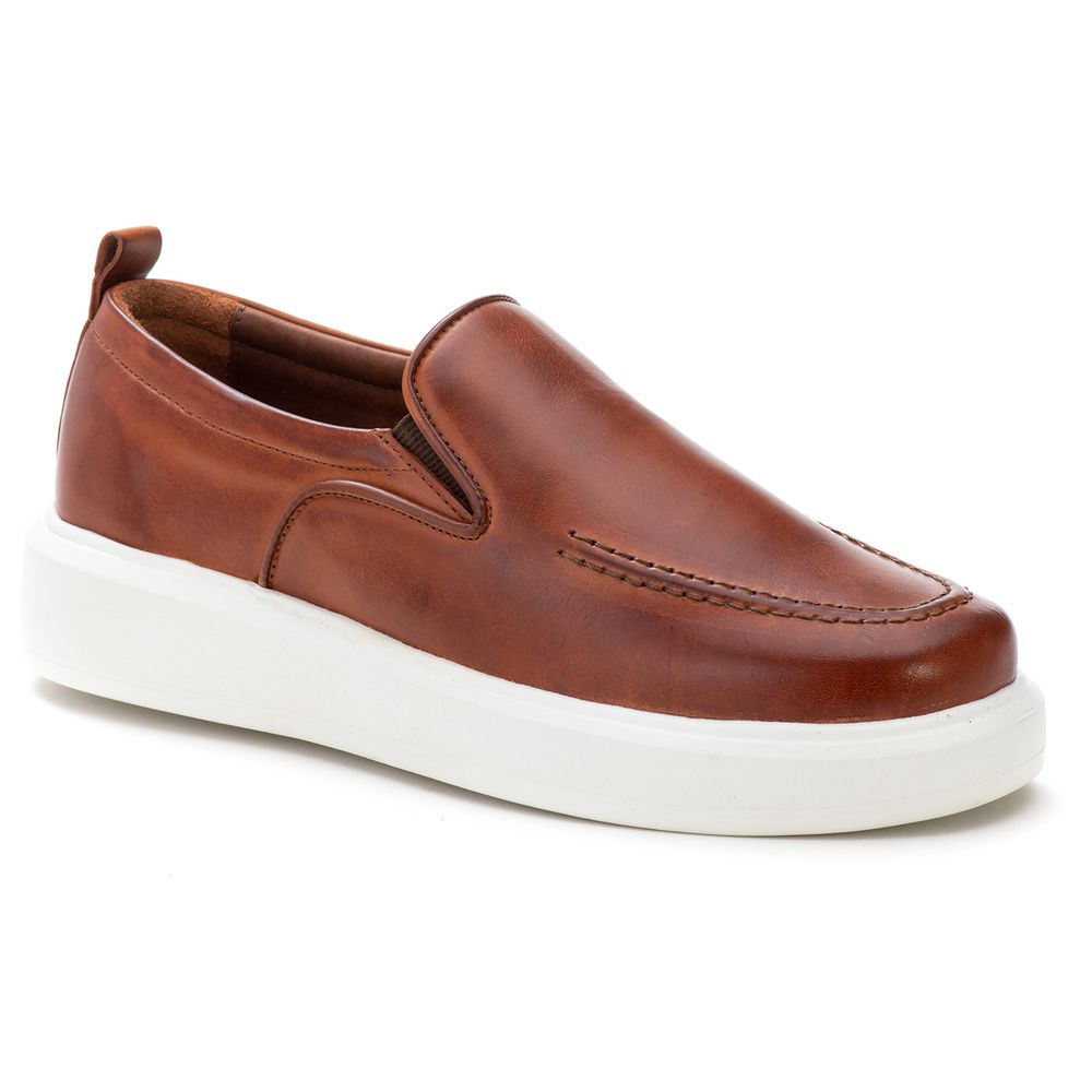 Sapato Masculino Em Couro Slip On Milão Castor