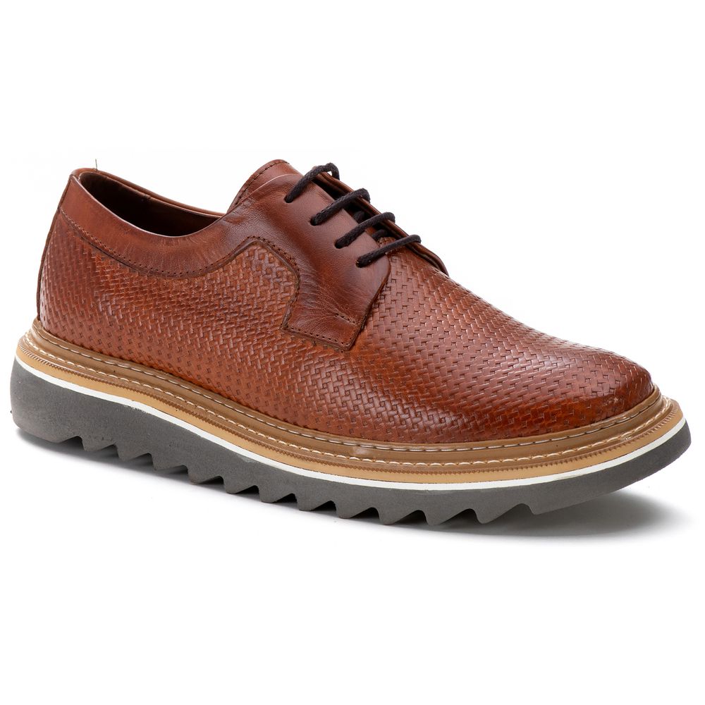 Sapato Masculino Derby Tratorado Couro Roma Premium Trice Castor