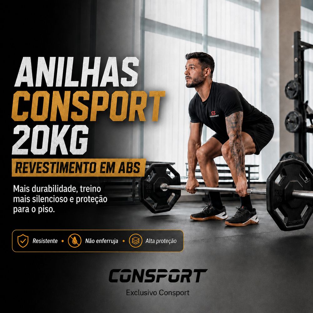 Anilha 20kg Consport Revestida em ABS Peso Academia Treino Musculação