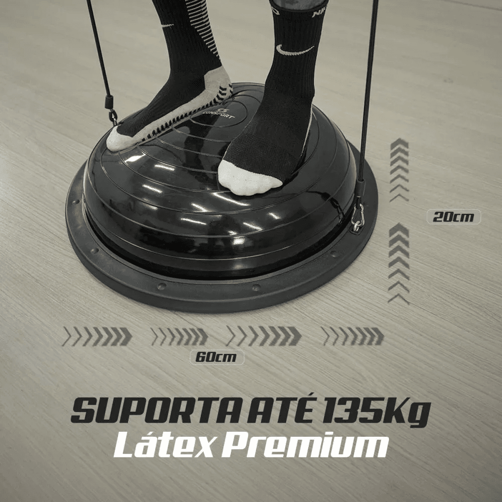 Bola Bosu de Equilíbrio Profissional - Preta - Consport