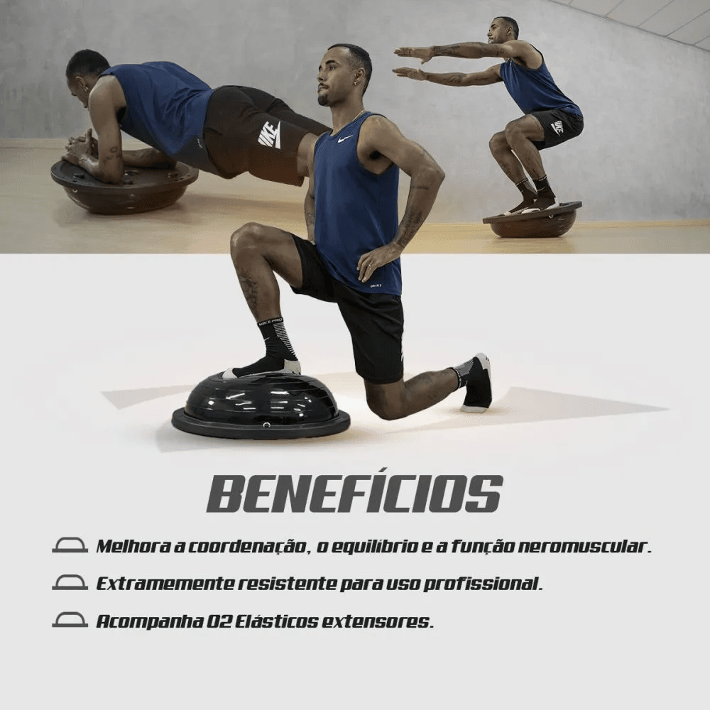 Bola Bosu de Equilíbrio Profissional - Preta - Consport