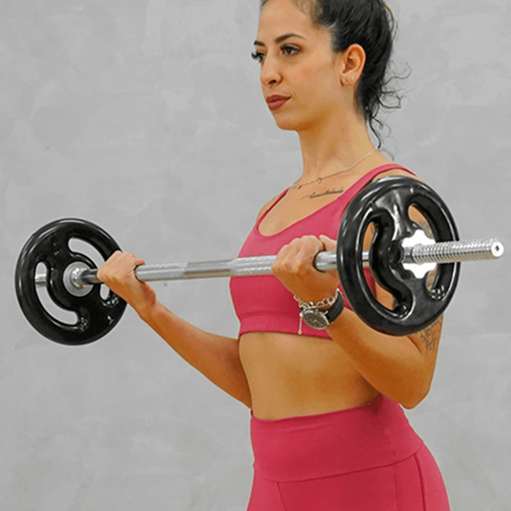 Barra de Musculação Reta Com Rosca Maciça Recartilhada 120 cm - Consport