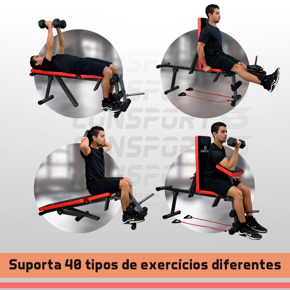 Banco Banqueta de Exercícios Supino Livre Regulável Musculação 7x1 - Consport