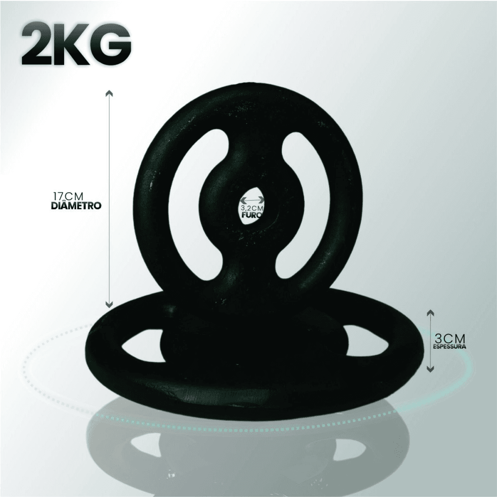Anilha de Ferro Fundido Vazada 2kg - Naturalfitness 
