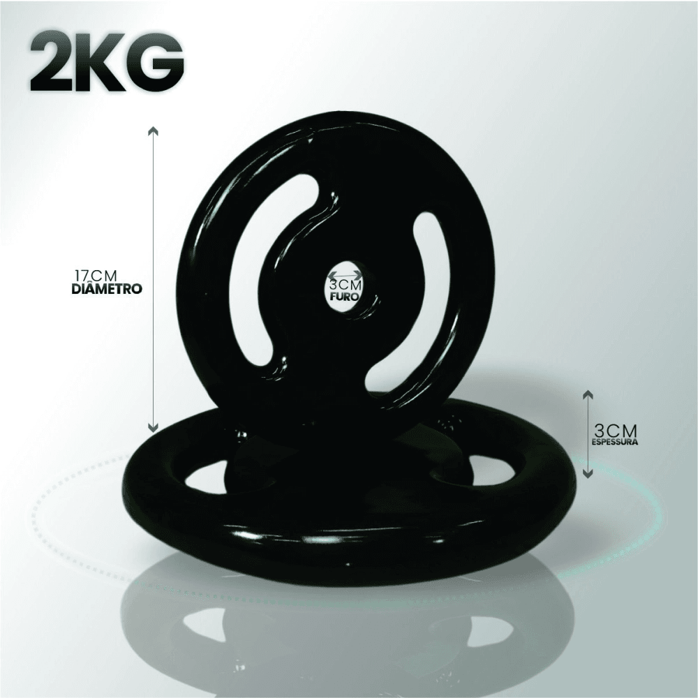 Anilha Emborrachada 2kg - Naturalfitness 