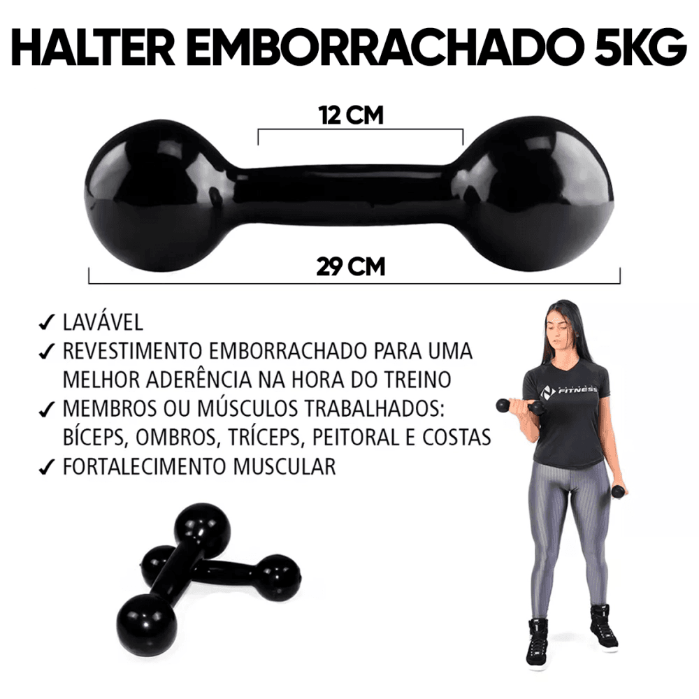Par de Halter Emborrachado - 5kg