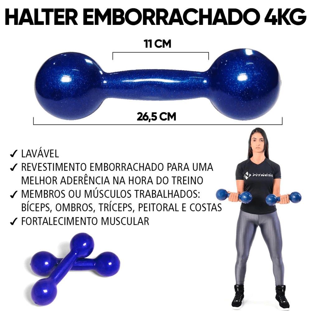 Par de Halter Emborrachado - 4kg