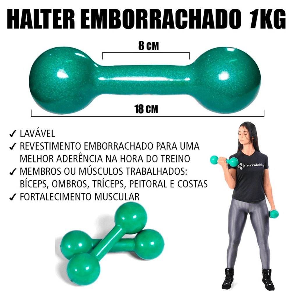 Par de Halter Emborrachado - 1kg