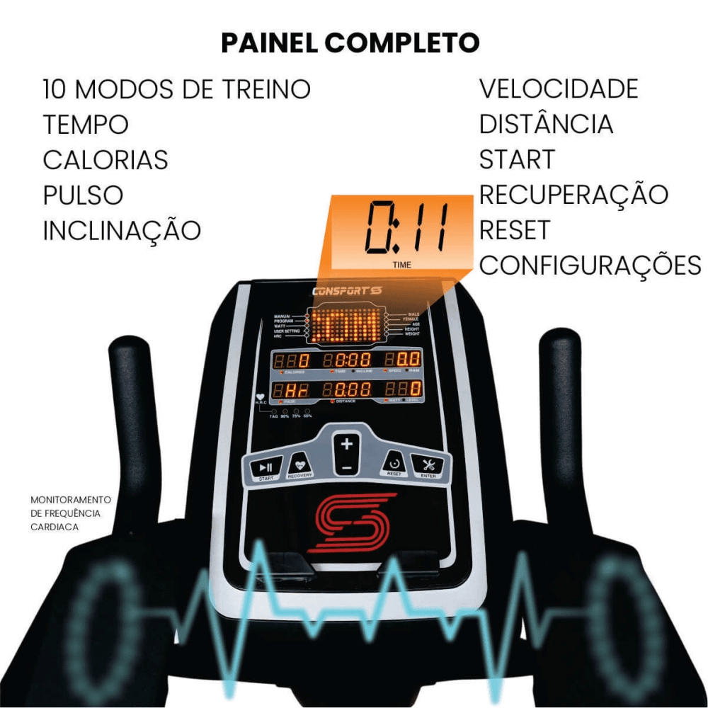 Bicicleta Vertical Profissional Ergométrica V-3000 - Consport