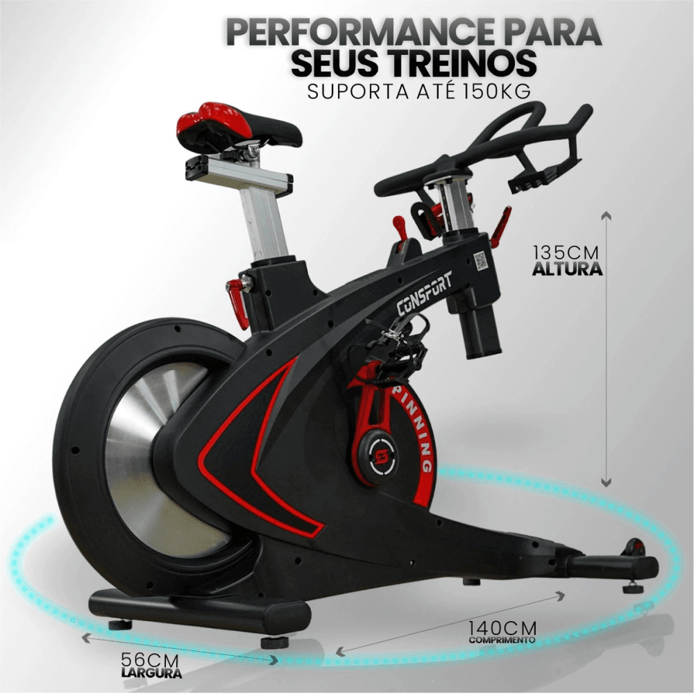 Bicicleta Spinning Profissional S-500 - Consport com 11 Níveis de Resistência
