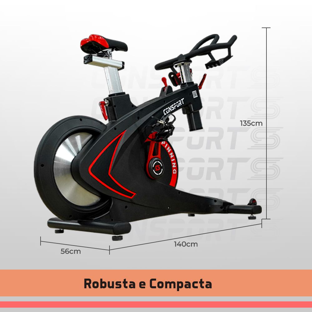 Bicicleta Spinning Profissional S-500 - Consport com 11 Níveis de Resistência