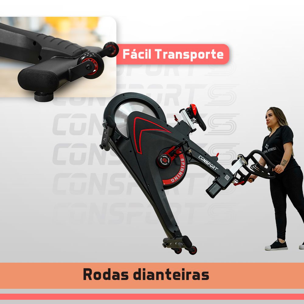 Bicicleta Spinning Profissional S-500 - Consport com 11 Níveis de Resistência