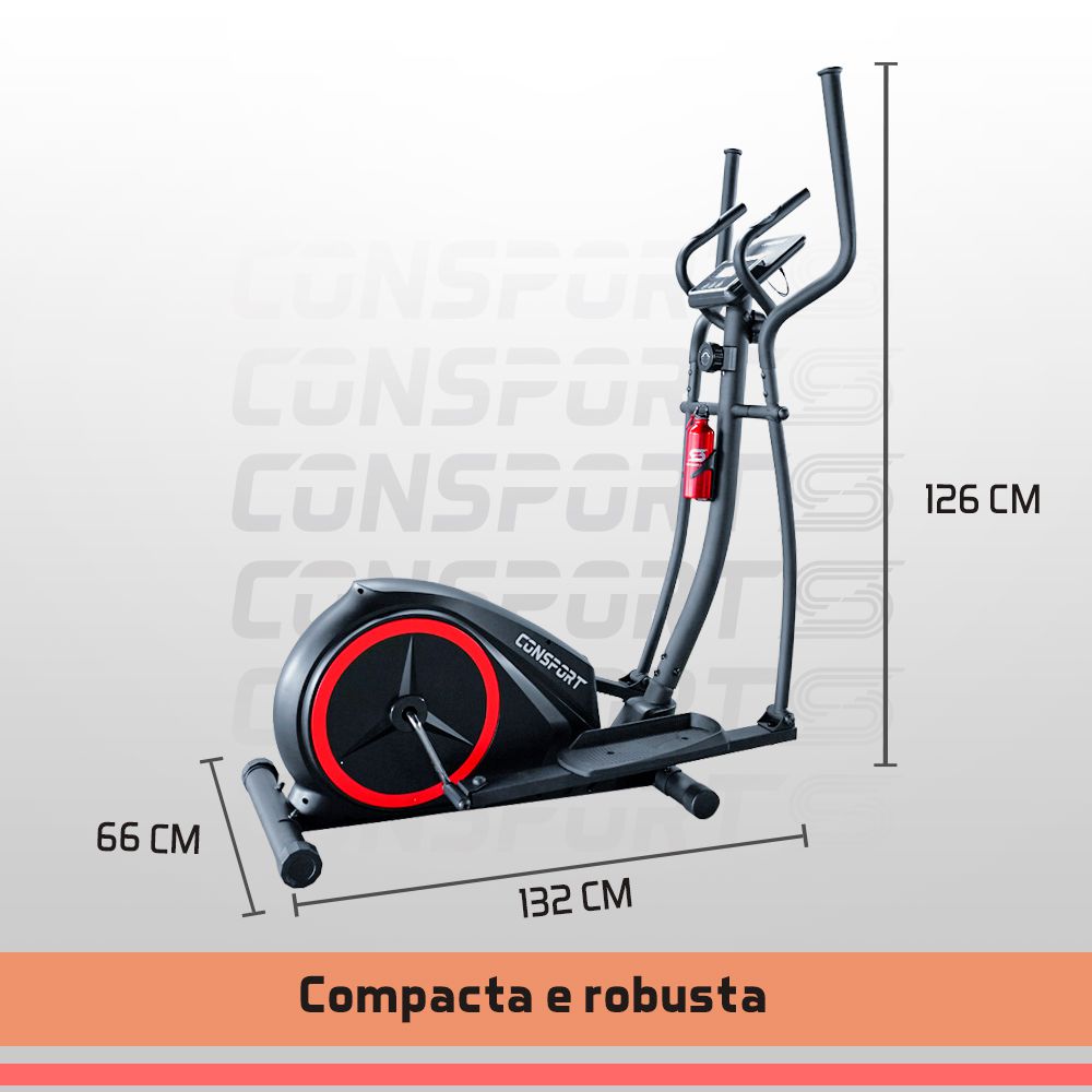 Elíptico E-2000 Consport – Cardio Silencioso com 16 Níveis de Resistência e Painel Digital