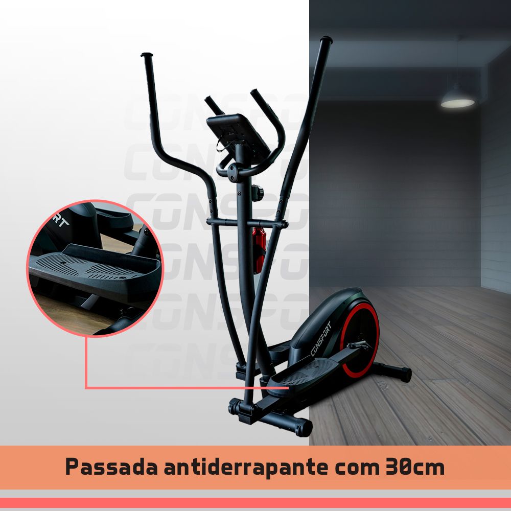 Elíptico E-2000 Consport – Cardio Silencioso com 16 Níveis de Resistência e Painel Digital